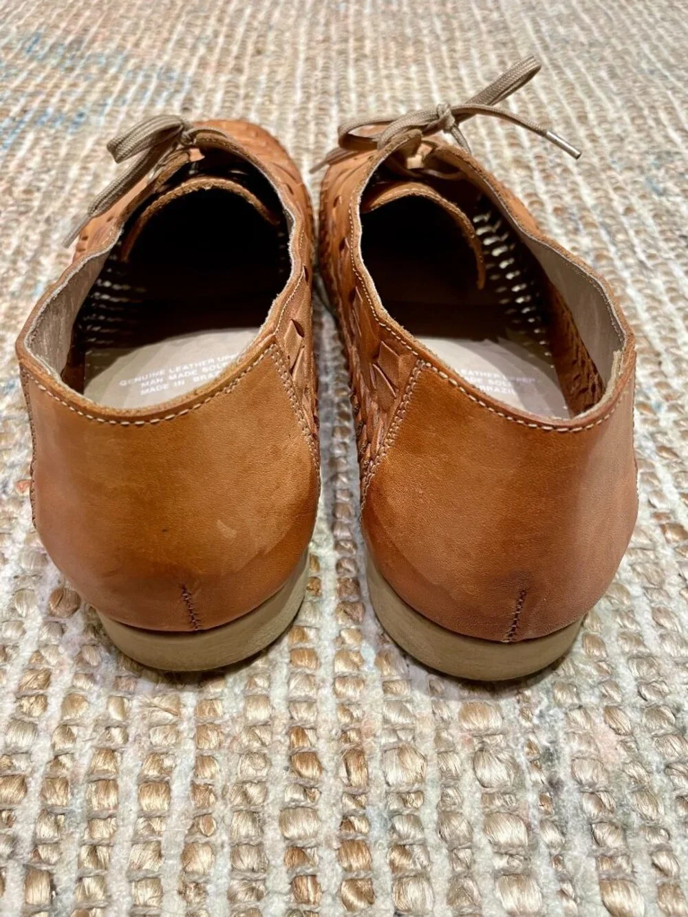 HipOppoTamus Vintage Tan Woven Leather Lace Huarache Oxfords Hand Made in Brazil